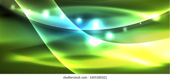 Abstract background. Shiny design neon waves with light effects, techno trendy design. Vector Illustration For Wallpaper, Banner, Background, Card, Book Illustration, landing page