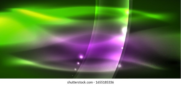 Abstract background. Shiny design neon waves with light effects, techno trendy design. Vector Illustration For Wallpaper, Banner, Background, Card, Book Illustration, landing page
