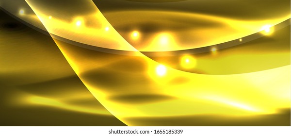  Antecedentes abstractos. El diseño brillante de las olas de neón con efectos de luz, el diseño tecnológico de moda. Ilustración vectorial para papel tapiz, pancarta, fondo, tarjeta, ilustración del libro, página de inicio