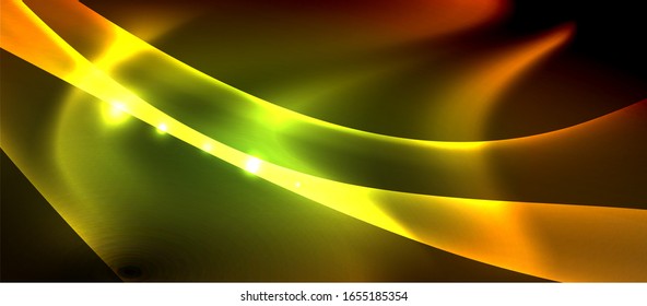 Abstract background. Shiny design neon waves with light effects, techno trendy design. Vector Illustration For Wallpaper, Banner, Background, Card, Book Illustration, landing page