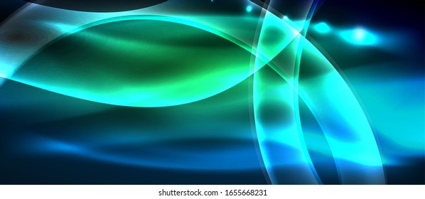 Abstract background. Shiny design neon waves with light effects, techno trendy design. Vector Illustration For Wallpaper, Banner, Background, Card, Book Illustration, landing page