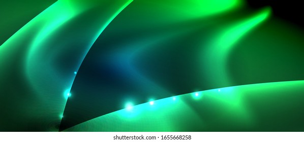 Abstract background. Shiny design neon waves with light effects, techno trendy design. Vector Illustration For Wallpaper, Banner, Background, Card, Book Illustration, landing page