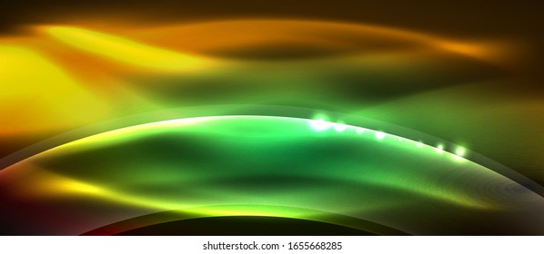 Abstract background. Shiny design neon waves with light effects, techno trendy design. Vector Illustration For Wallpaper, Banner, Background, Card, Book Illustration, landing page