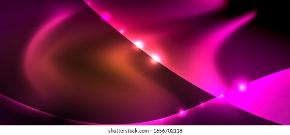 Abstract background. Shiny design neon waves with light effects, techno trendy design. Vector Illustration For Wallpaper, Banner, Background, Card, Book Illustration, landing page
