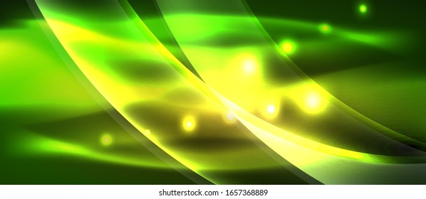Abstract background. Shiny design neon waves with light effects, techno trendy design. Vector Illustration For Wallpaper, Banner, Background, Card, Book Illustration, landing page