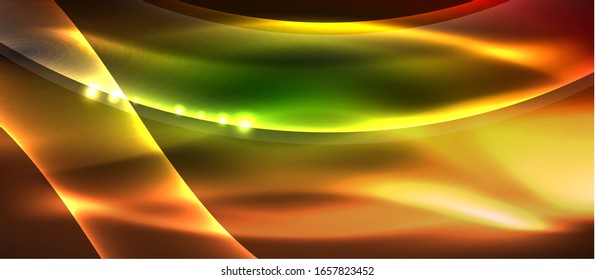 Abstract background. Shiny design neon waves with light effects, techno trendy design. Vector Illustration For Wallpaper, Banner, Background, Card, Book Illustration, landing page