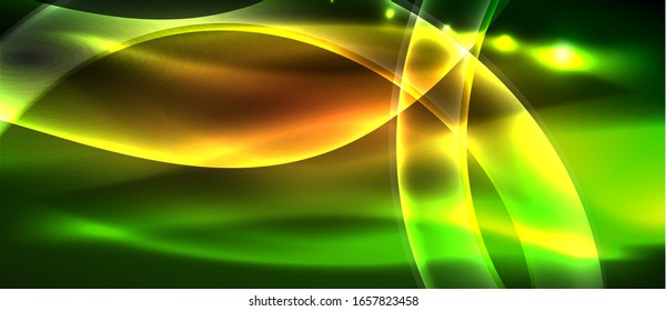 Abstract background. Shiny design neon waves with light effects, techno trendy design. Vector Illustration For Wallpaper, Banner, Background, Card, Book Illustration, landing page
