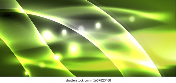 Abstract background. Shiny design neon waves with light effects, techno trendy design. Vector Illustration For Wallpaper, Banner, Background, Card, Book Illustration, landing page