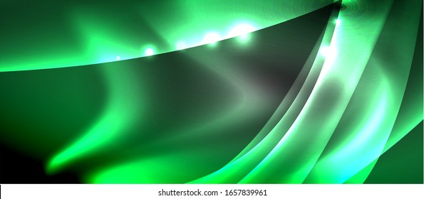 Abstract background. Shiny design neon waves with light effects, techno trendy design. Vector Illustration For Wallpaper, Banner, Background, Card, Book Illustration, landing page