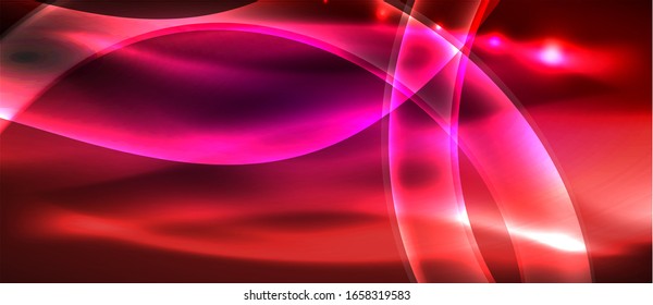  Antecedentes abstractos. El diseño brillante de las olas de neón con efectos de luz, el diseño tecnológico de moda. Ilustración vectorial para papel tapiz, pancarta, fondo, tarjeta, ilustración del libro, página de inicio