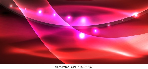 Abstract background. Shiny design neon waves with light effects, techno trendy design. Vector Illustration For Wallpaper, Banner, Background, Card, Book Illustration, landing page