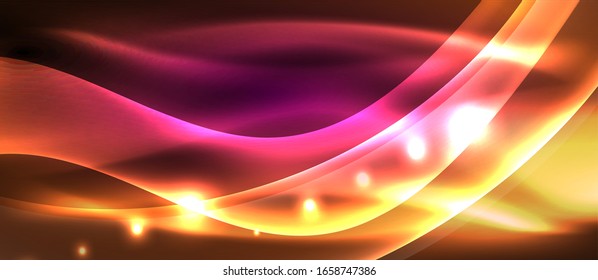 Abstract background. Shiny design neon waves with light effects, techno trendy design. Vector Illustration For Wallpaper, Banner, Background, Card, Book Illustration, landing page