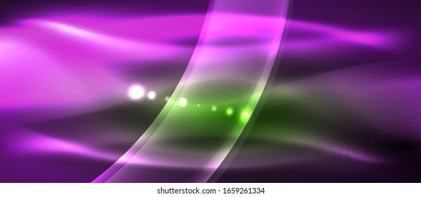 Abstract background. Shiny design neon waves with light effects, techno trendy design. Vector Illustration For Wallpaper, Banner, Background, Card, Book Illustration, landing page