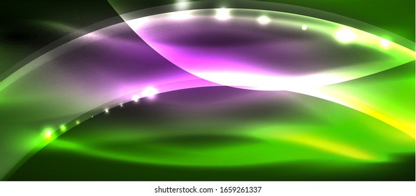 Abstract background. Shiny design neon waves with light effects, techno trendy design. Vector Illustration For Wallpaper, Banner, Background, Card, Book Illustration, landing page