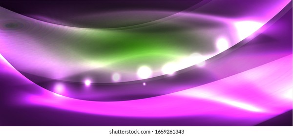Abstract background. Shiny design neon waves with light effects, techno trendy design. Vector Illustration For Wallpaper, Banner, Background, Card, Book Illustration, landing page
