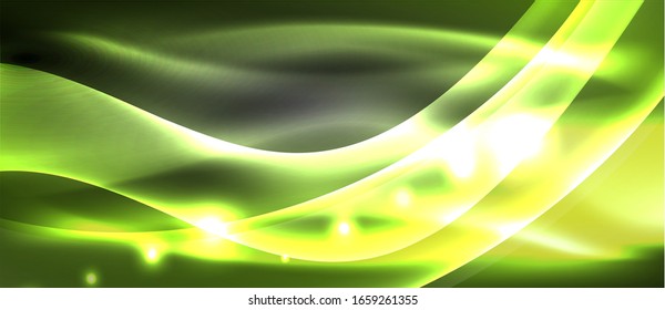 Abstract background. Shiny design neon waves with light effects, techno trendy design. Vector Illustration For Wallpaper, Banner, Background, Card, Book Illustration, landing page