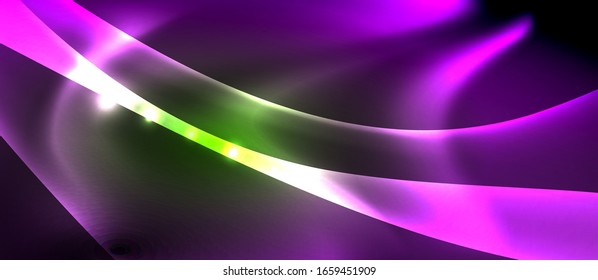 Abstract background. Shiny design neon waves with light effects, techno trendy design. Vector Illustration For Wallpaper, Banner, Background, Card, Book Illustration, landing page