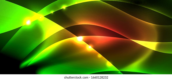 Abstract background. Shiny design neon waves with light effects, techno trendy design. Vector Illustration For Wallpaper, Banner, Background, Card, Book Illustration, landing page