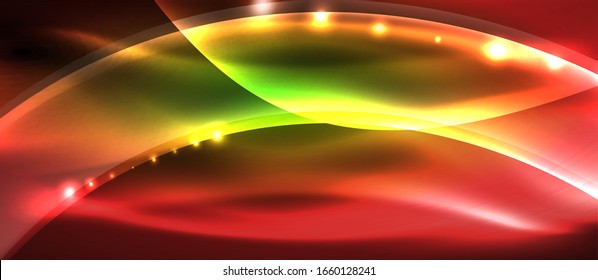 Abstract background. Shiny design neon waves with light effects, techno trendy design. Vector Illustration For Wallpaper, Banner, Background, Card, Book Illustration, landing page