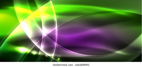 Abstract background. Shiny design neon waves with light effects, techno trendy design. Vector Illustration For Wallpaper, Banner, Background, Card, Book Illustration, landing page