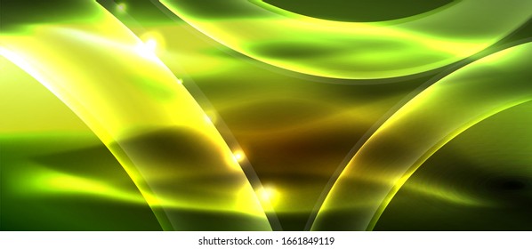 Abstract background. Shiny design neon waves with light effects, techno trendy design. Vector Illustration For Wallpaper, Banner, Background, Card, Book Illustration, landing page