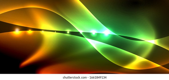 Abstract background. Shiny design neon waves with light effects, techno trendy design. Vector Illustration For Wallpaper, Banner, Background, Card, Book Illustration, landing page
