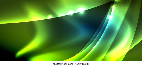 Abstract background. Shiny design neon waves with light effects, techno trendy design. Vector Illustration For Wallpaper, Banner, Background, Card, Book Illustration, landing page