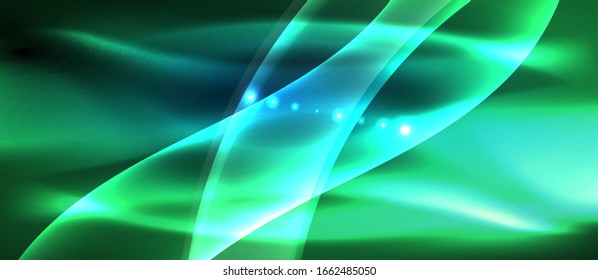 Abstract background. Shiny design neon waves with light effects, techno trendy design. Vector Illustration For Wallpaper, Banner, Background, Card, Book Illustration, landing page