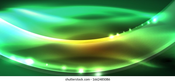 Abstract background. Shiny design neon waves with light effects, techno trendy design. Vector Illustration For Wallpaper, Banner, Background, Card, Book Illustration, landing page