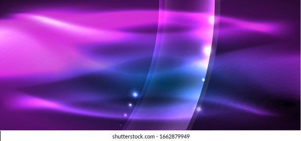 Abstract background. Shiny design neon waves with light effects, techno trendy design. Vector Illustration For Wallpaper, Banner, Background, Card, Book Illustration, landing page
