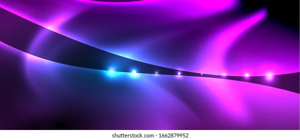 Abstract background. Shiny design neon waves with light effects, techno trendy design. Vector Illustration For Wallpaper, Banner, Background, Card, Book Illustration, landing page