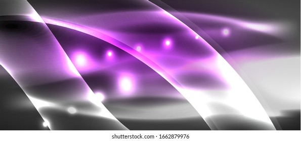 Abstract background. Shiny design neon waves with light effects, techno trendy design. Vector Illustration For Wallpaper, Banner, Background, Card, Book Illustration, landing page