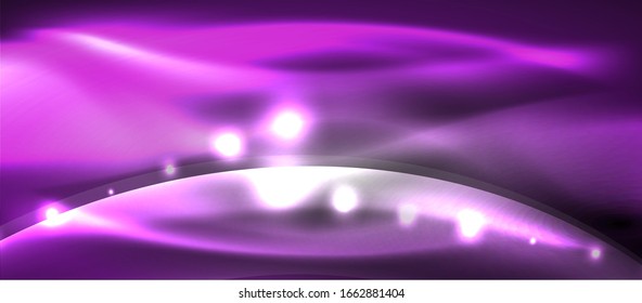  Antecedentes abstractos. El diseño brillante de las olas de neón con efectos de luz, el diseño tecnológico de moda. Ilustración vectorial para papel tapiz, pancarta, fondo, tarjeta, ilustración del libro, página de inicio