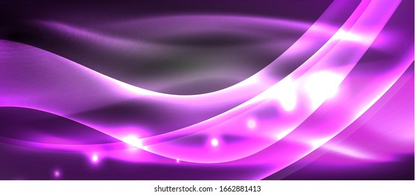 Abstract background. Shiny design neon waves with light effects, techno trendy design. Vector Illustration For Wallpaper, Banner, Background, Card, Book Illustration, landing page