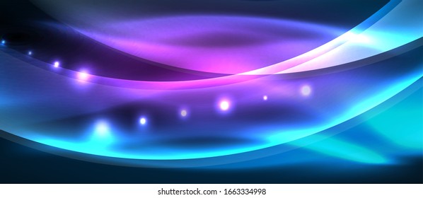 Abstract background. Shiny design neon waves with light effects, techno trendy design. Vector Illustration For Wallpaper, Banner, Background, Card, Book Illustration, landing page