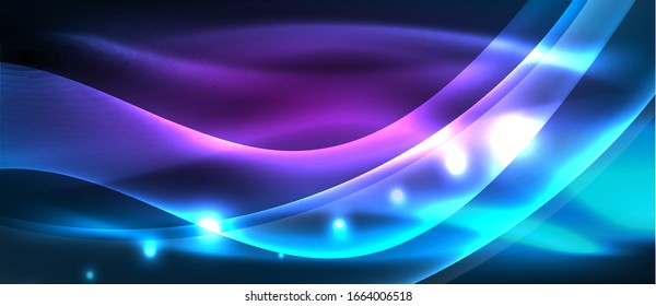 Abstract background. Shiny design neon waves with light effects, techno trendy design. Vector Illustration For Wallpaper, Banner, Background, Card, Book Illustration, landing page