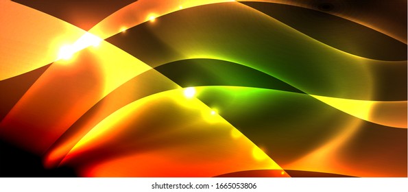Abstract background. Shiny design neon waves with light effects, techno trendy design. Vector Illustration For Wallpaper, Banner, Background, Card, Book Illustration, landing page