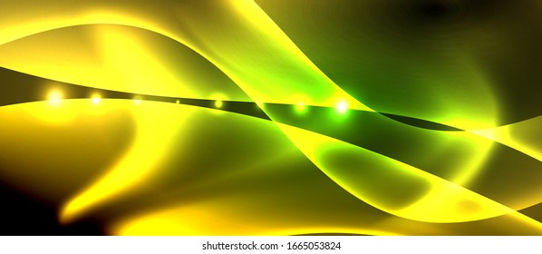 Abstract background. Shiny design neon waves with light effects, techno trendy design. Vector Illustration For Wallpaper, Banner, Background, Card, Book Illustration, landing page