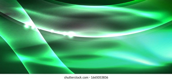 Abstract background. Shiny design neon waves with light effects, techno trendy design. Vector Illustration For Wallpaper, Banner, Background, Card, Book Illustration, landing page