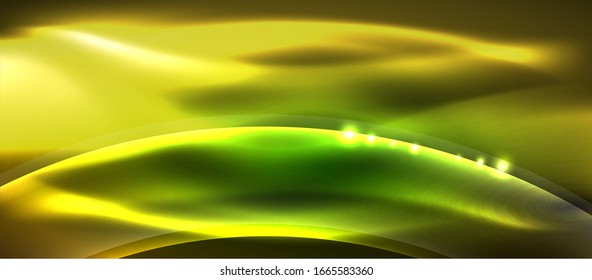 Abstract background. Shiny design neon waves with light effects, techno trendy design. Vector Illustration For Wallpaper, Banner, Background, Card, Book Illustration, landing page