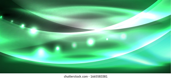 Abstract background. Shiny design neon waves with light effects, techno trendy design. Vector Illustration For Wallpaper, Banner, Background, Card, Book Illustration, landing page