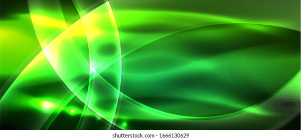 Abstract background. Shiny design neon waves with light effects, techno trendy design. Vector Illustration For Wallpaper, Banner, Background, Card, Book Illustration, landing page