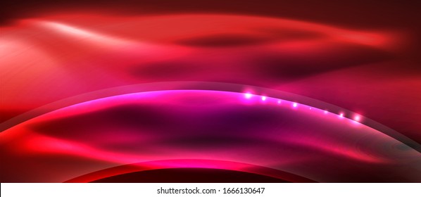  Antecedentes abstractos. El diseño brillante de las olas de neón con efectos de luz, el diseño tecnológico de moda. Ilustración vectorial para papel tapiz, pancarta, fondo, tarjeta, ilustración del libro, página de inicio
