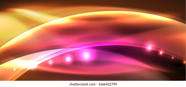 Abstract background. Shiny design neon waves with light effects, techno trendy design. Vector Illustration For Wallpaper, Banner, Background, Card, Book Illustration, landing page