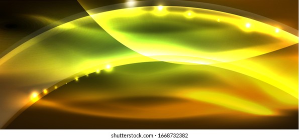 Abstract background. Shiny design neon waves with light effects, techno trendy design. Vector Illustration For Wallpaper, Banner, Background, Card, Book Illustration, landing page