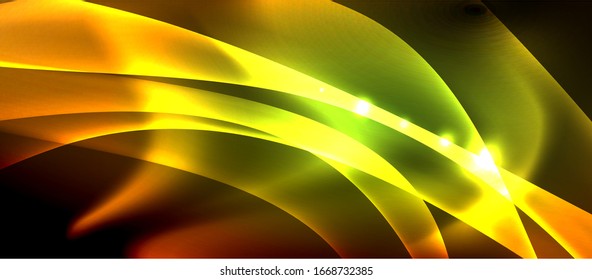 Abstract background. Shiny design neon waves with light effects, techno trendy design. Vector Illustration For Wallpaper, Banner, Background, Card, Book Illustration, landing page