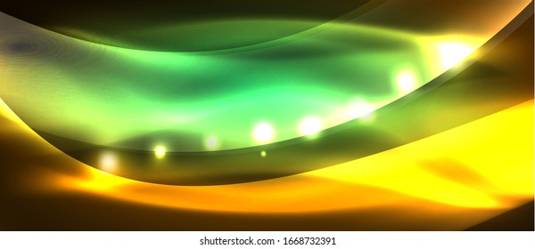Abstract background. Shiny design neon waves with light effects, techno trendy design. Vector Illustration For Wallpaper, Banner, Background, Card, Book Illustration, landing page