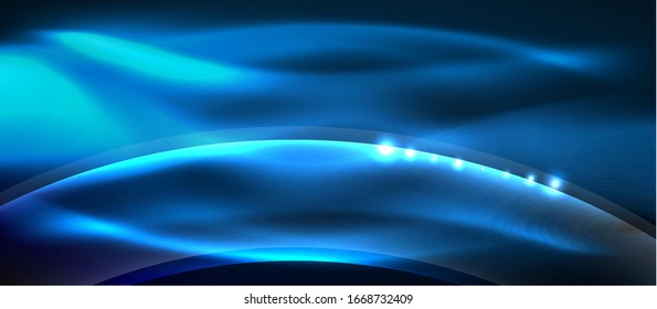  Abstrakter Hintergrund. Schlaue Design Neonwellen mit Lichteffekten, techno-trendige Design. Vektorillustration-Illustration für Bildschirmhintergrund, Banner, Hintergrund, Karte, Buchillustration, Landungsseite