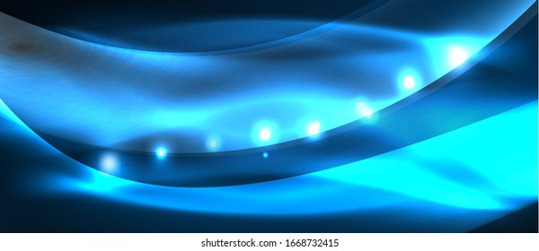 Abstract background. Shiny design neon waves with light effects, techno trendy design. Vector Illustration For Wallpaper, Banner, Background, Card, Book Illustration, landing page