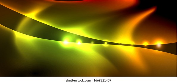 Abstract background. Shiny design neon waves with light effects, techno trendy design. Vector Illustration 